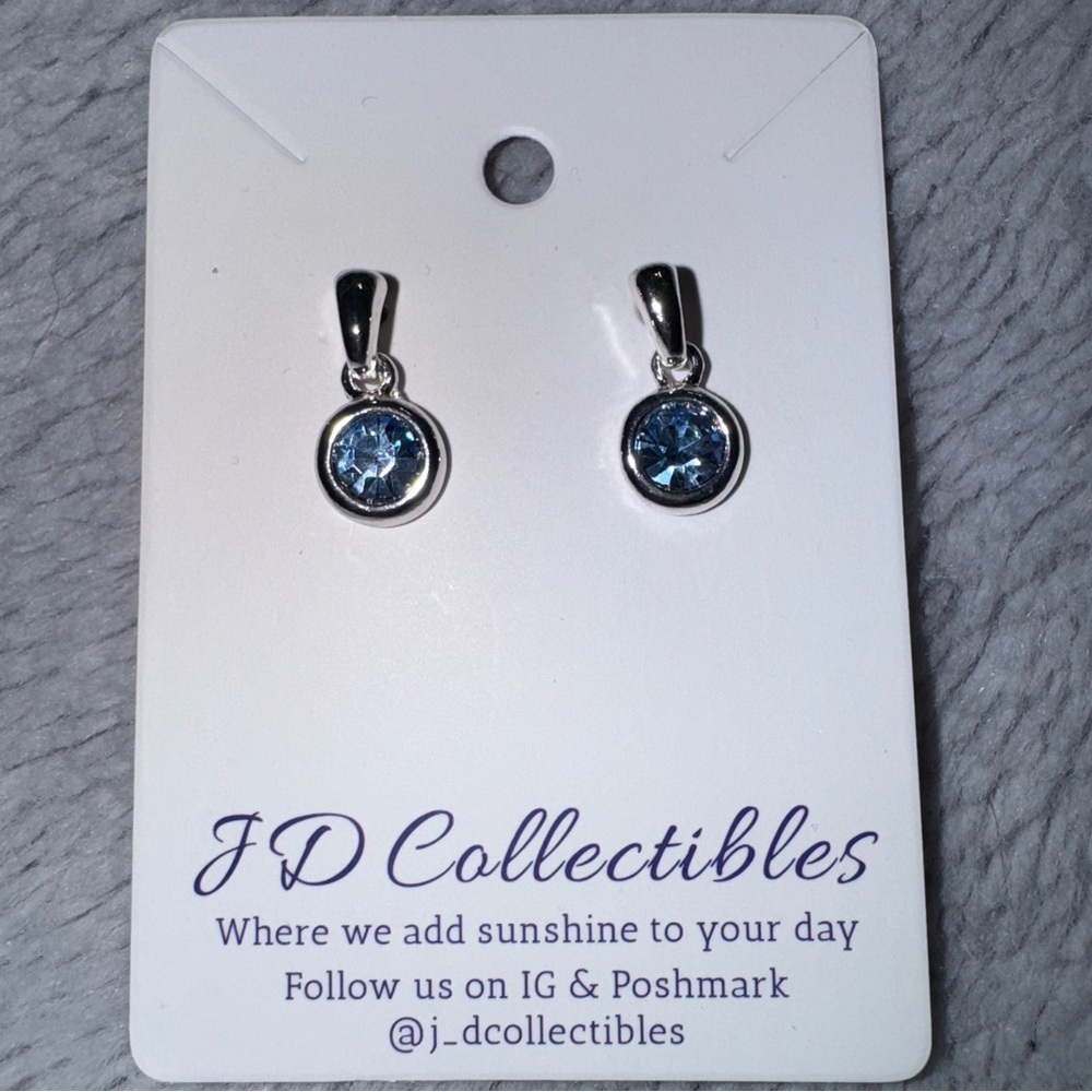 Silver Overlay Earrings Made with Swarovski Blue Crystals Hypoallergenic